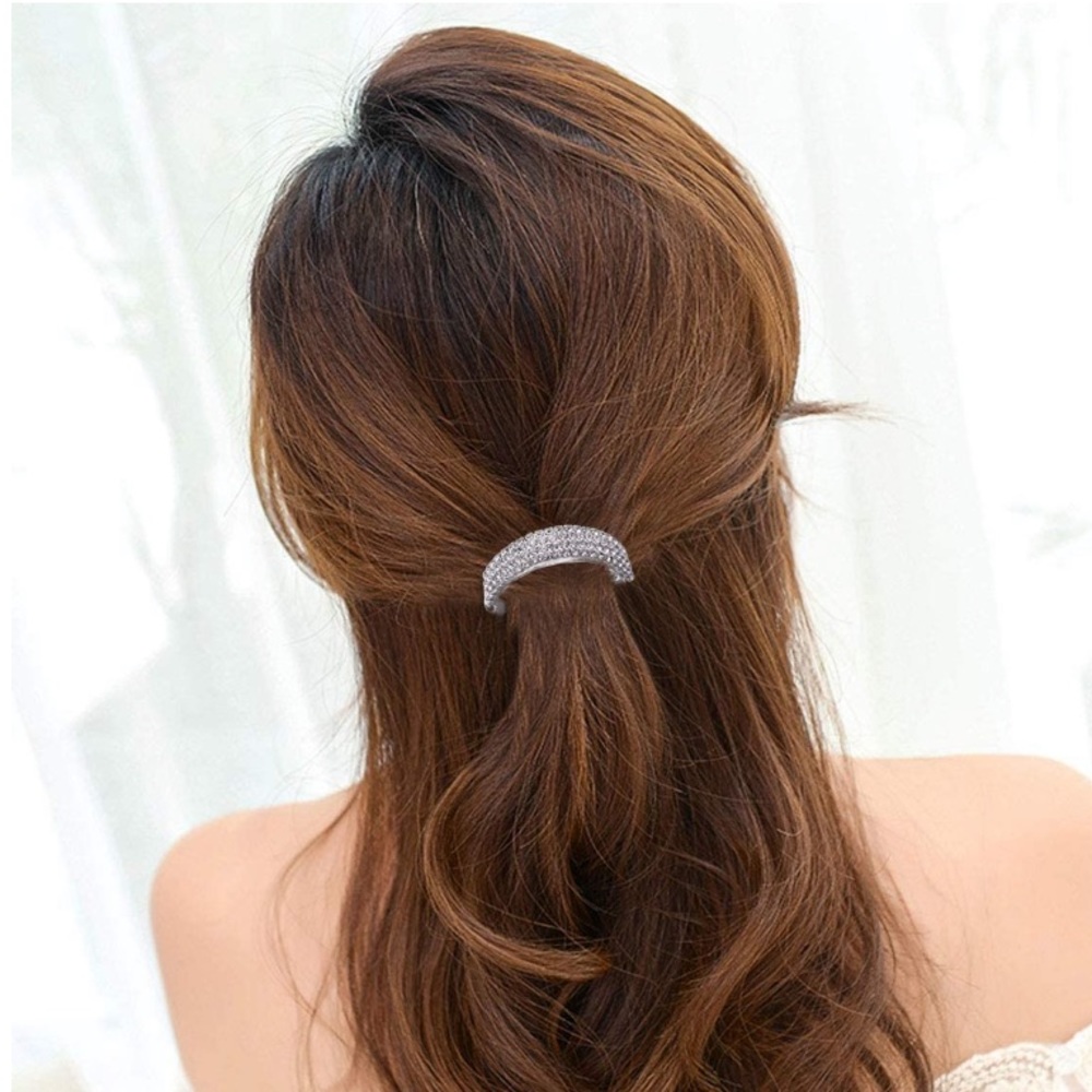 Bridal Hair Barrette Silver w/ Swarovski Crystals
